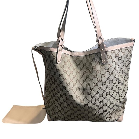 COPY - Gucci GG Canvas leather-Trimmed Tote-neutrals, handbag - Picture 1 of 11